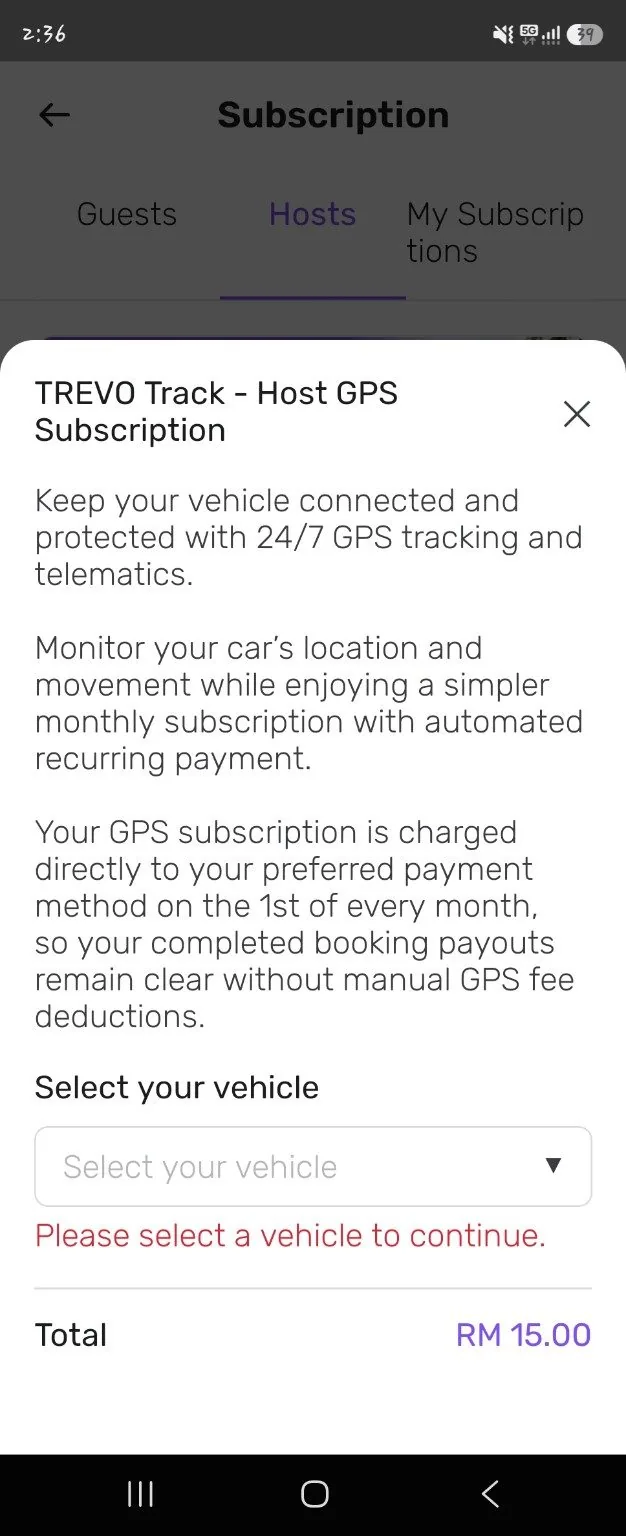 Step 3: Select your vehicle.